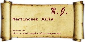 Martincsek Júlia névjegykártya