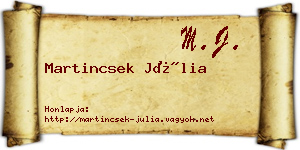 Martincsek Júlia névjegykártya